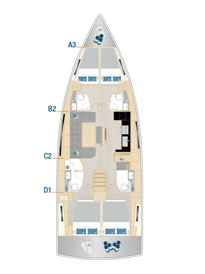 Hanse 460 - 4 cab. - Fibi - 2024